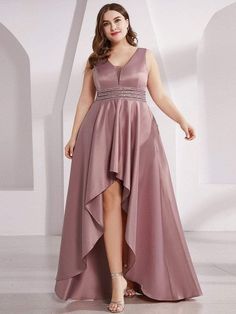 Plus Size Double V-Neck Sleeveless High Low Cocktail Formal Dresses #firetruck #holidays #events mother baby, mother earth, mother of the bride, dried orange slices, yule decorations, scandinavian christmas High Low Ball Gown, High Low Party Dresses, Sequin Belt, High Low Evening Dresses, High Low Prom Dresses, Plus Size Prom, Plus Size Formal Dresses, Chiffon Evening Dresses, Bridesmaid Dresses Plus Size