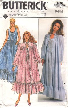 1960 Patterns, Scream Phone, Robe Womens, Nightgown And Robe, Victorian Nightgown, 1960 Dress, Eileen West