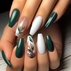 Fancy Nails Designs, Pretty Nail Art Designs, Fancy Nails, Chic Nails, Short Acrylic Nails, Best Acrylic Nails, Gorgeous Nails, Cute Acrylic Nails, Green Nails