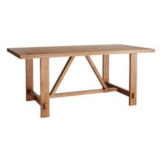 a wooden table on a white background with no one around it or the table top