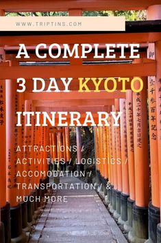 an advertisement for a 3 day tokyo itinerary, including activities, locations, transportation, & more