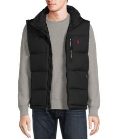 From Polo Ralph Lauren&#x2C; this vest features:Mock necklineTwo-way full-zip front with a flap at the top that prevents chafingSignature embroidered Pony on the left side of the chestLeft chest zip pocketTwo front waist zip pocketsInterior right chest pocketDrawcord hemFully lined and filled650-fill powerWater-repellent ripstop fabricShell of polyesterLining of nylonFill of duck down/duck feathersMachine wash/tumble dryImported. Classic American Style, Ralph Lauren Kids, Ripstop Fabric, Ralph Lauren Collection, Down Vest, Duck Down, Mens Outerwear, Dillard's, American Style