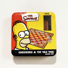 the simpsons checkers and tic - tac toe game set in its tin