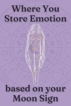 the back cover of where you store emotion based on your moon sign, with an image of a woman's torso