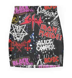 Super stretchy and durable polyester mini skirt. Vibrant, high-quality sublimation print across the front and back. Size range XXS-2XL. Grunge Music, Sublimation Printing, Mini Skirt, Multi Color, Mini Skirts, Range, Skirt, High Quality, Black