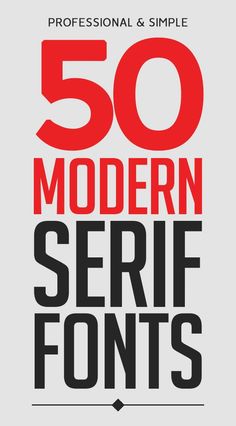 the 50 modern serif font is displayed in red and black on a gray background