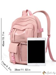 BirdinBag - Sleek Functional Backpack with Stylish Bag Charm Trendy Rectangular Backpack For Study, Trendy Rectangular Study Backpack, Student Shoulder Bag Backpack, Portable Student Shoulder Bag Backpack, Trendy Satchel Backpack For Study, Rectangular Shoulder Bag With Zipper Closure, Large Capacity Backpack For Study, Study Backpack Rectangular, Large Capacity Study Backpack