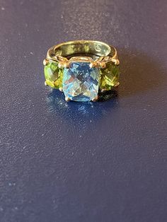 Aquamarine and Peridot Ring. 14 K Gold Size 4 Peridot Ring, Aquamarine, Size 4, Ring, Gold