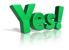 the word yes spelled with green letters