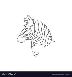 a zebra's head in continuous lines on a white background