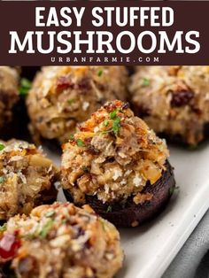 Score big with these Easy Stuffed Mushrooms as part of your Game Day food ideas, easy football snacks, and Super Bowl appetizer recipes! Vegetarian and packed with creamy cheese, crunchy walnuts, and cranberries, these savory bites come together with just 10 minutes of prep!