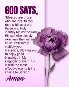 a purple flower with the words god says