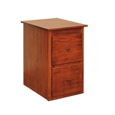 a wooden cabinet with two drawers on one side and an open drawer on the other