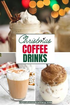 christmas coffee drinks with text overlay