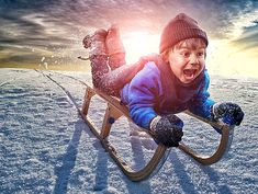 a child on a sled with the caption obstacles can't stop you problems can't stop you most of all, other people can't stop you