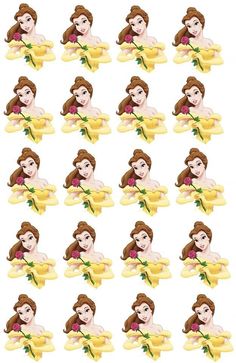 disney princess stickers are shown in various positions and sizes, with the faces of each character