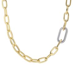 Oro Classic 18K Yellow Gold Link Necklace with Diamonds Roberto Coin Jewelry, Necklace With Diamonds, Gold Link Necklace, Gold Link, Classic Collection, Link Necklace, Primary Color, Elegant Design, Primary Colors