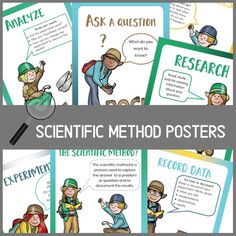 scientific method posters with cartoon characters