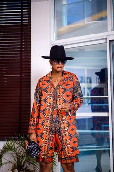 PRODUCT DETAILS: Designed in the U.S., hand-crafted in Africa Delivery within 2 weeks Print shown in Navy Blue and Burnt Orange A beautiful two piece set, designed using our traditional African Silk fabric with a multicolor pattern, that gives you a style and look made for turning heads! This set can be worn for multiple occasions including a dinner party, a wedding, getting brunch with some friends, or a party! Model is 5'9 FABRIC CARE: Dry Clean. Hand Wash. SIZE CHART: Bohemian Two-piece Blue Set, Bohemian Blue Two-piece Set, Festive Patterned Long Sleeve Sets, Bohemian Patterned Long Sleeve Sets, Bohemian Orange Long Sleeve Sets, Traditional Orange Printed Sets, Traditional Long Sleeve Sets With Batik Print, Multicolor Long Sleeve Sets With Traditional Patterns, Traditional Long Sleeve Patterned Sets