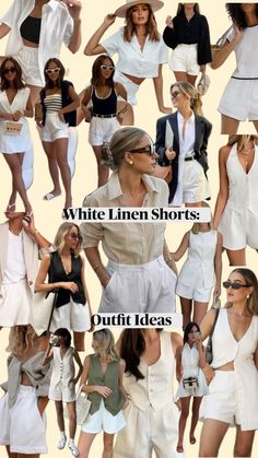 White Linen Shorts: Outfit Ideas White Linen Shorts Outfit, Linen Shorts Outfit, Shorts Outfit Ideas, White Linen Shorts, Shorts Outfits, Shorts Outfit, Linen Shorts, Old Money, White Linen