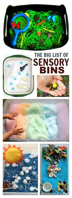 the big list of sensory bins for toddlers to play with in their homes