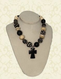 Mixed-Bead Statement Necklace with Tagua Pendant – Sharon Cipriano Jewelry