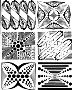 four different designs in black and white, each with dots on the bottom one side