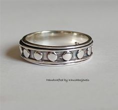 Welcome to KhushbooJewels! We are Indian based artisans from a Pink city, Jaipur. We handcraft Indian traditional jewelry such as Rings, Bracelets, Necklaces and Earrings etc. * Spinner Ring, 925 Solid Sterling Silver Ring, Simple Different Ring, Handmade Ring, Beautiful Ring, Statement Ring, Meditation Ring, Gift Product and customer satisfaction guarantee: The product are handcrafted of hallmarked 925 sterling silver with natural gemstones certified by IGI-GTL. We assure you 100% satisfaction guarantee for the products. We care about you and work for you. We will be very happy to answer your queries and fulfill your wishes. Please contact us for any information and questions, we will get back to you as soon as possible. If you are not satisfied and happy with your order, please feel free Silver Ring Simple, Meditation Ring, Pink City, Meditation Rings, Ring Simple, Spinner Ring, Indian Traditional, Rings Bracelets, Gift Product