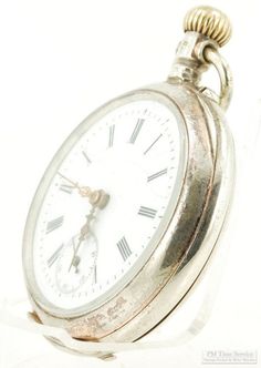 Albert Buser & Co. 40mm 6J pin set (PS) pocket watch, (case) #523331, elegant gilt bar-style movement with a brushed finish and steel winding wheels, movement hallmarked with an "AB" in an oval with an anchor, porcelain enamel dial with Roman numerals and a black marked subsidiary seconds register has some faint hairlines, fancy gold steel filigree Louis XIV-style hands, handsome .800 hallmarked silver hinge back & bezel (HB&B) case with a base metal non-magnetic dust cover, fine engine turning around a blank round monogram button, smooth polish rounded bezels and a glass crystal, interior back cover has a monogram in a fancy script that is not in English, case is showing normal even wear overall with some light smoothing and small dings to the engine turning near the bezels and a bit of b Luxury Silver Pocket Watch For Formal Occasions, Antique Chronograph Pocket Watch For Formal Occasions, Antique Formal Watches With Stopwatch, Classic Silver Chronograph Pocket Watch, Classic Silver Pocket Watch With Chronograph, Classic Silver Pocket Watch For Formal Occasion, Silver Chronograph Pocket Watch For Formal Occasions, Antique Silver Pocket Watch For Formal Occasions, Classic Silver Pocket Watch With Stopwatch