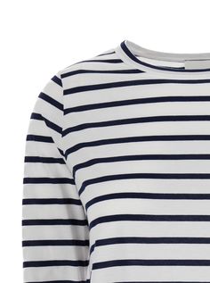 T-Shirt Crewneck Long sleeves Straight hem All-over striped pattern White Cotton Regular fitComposition: 100% Cotton White Relaxed Fit Top With Striped Hem, Relaxed Fit White Tops With Striped Sleeves, White Tops With Striped Sleeves Relaxed Fit, Horizontal Stripe Crew Neck Tops For Spring, Crew Neck Top With Horizontal Stripes For Spring, Crew Neck Tops With Horizontal Stripes For Spring, Horizontal Stripe Crew Neck Top With Relaxed Fit, Spring Crew Neck Top With Vertical Stripes, Horizontal Stripe Pattern Crew Neck Tops With Relaxed Fit