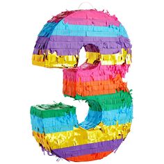 the letter e is made up of multicolored streamers