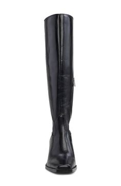 "Find VINCE CAMUTO Sangeti Knee High Boot on Editorialist. A contemporary square toe and flared block heel balance a versatile boot that will flawlessly complement your polished wardrobe. 2 3/4\" heel (size 9) 15 1/2\" shaft; 14 1/2\" regular calf circumference 15 1/2\" shaft; 16\" wide calf circumference Leather upper/synthetic lining and sole Made in Brazil" Elegant Platform Boots With Stacked Block Heel, Modern Wide Calf Heeled Boots With Block Heel, Fitted Calf Leather Boots With Block Heel, Tall Boots With Block Heel For Office, Office Boots With Block Heel And Tall Fit, Tall Office Boots With Block Heel, Modern Wide Calf Boots With Block Heel, Formal Platform Boots With Block Heel, Elegant Tall Boots With Block Heel