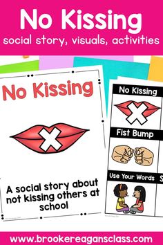 no kissing social story, visual activities and printables for kids to use in the classroom