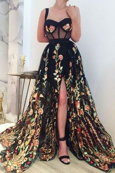 black lace applique prom dress,slit-skirt sweetheart evening dress,SB081 on Storenvy Simple Long Prom Dresses, Party Gowns Evening Dresses, Party Gowns Evening, Floral Print Prom Dress, Simple Prom Dress Long, Printed Prom Dresses, Long Prom Dresses, فستان سهرة, Prom Dresses Lace