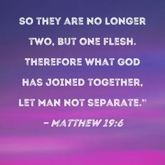 a quote from the bible that says, so they are no longer two, but one flesh