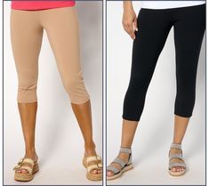 When temps rise, hemlines usually follow! Beat the heat with a knee-grazing pedal pusher and a mid-calf capri. This summery set of knit pants -- in basic black and your choice of color -- gives you sooo many outfit possibilities (while still looking chic!). From Women with Control®. Stretch Capris For Summer, Stretch Solid Color Capris For Summer, Summer Stretch Solid Color Capris, Summer Stretch Capris In Solid Color, Spring Mid-calf Stretch Bottoms, Casual Spring Mid-calf Bottoms, Stretch Summer Knee-length Capris, Black Knee-length Capris For Summer, Stretch Knee-length Summer Capris