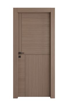 an open wooden door with a handle on the front and side panel, in light brown wood