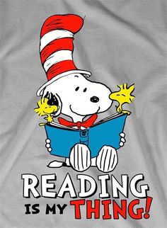 the cat in the hat reading is my thing t - shirt