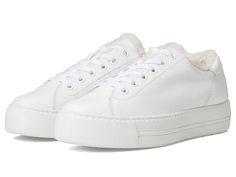 Paul Green Bixby Fluff - Women's Shoes : White Leather : Get going in the simple Paul Green Bixby Fluff sneakers from casual day to party nights. Leather upper. Faux shearling or fur lining. Textile insole. Lace-up closure. Round toe silhouette. Synthetic outsole. Imported. Measurements: Weight: 12 oz Product measurements were taken using size AT 6.5 (US Women's 9), width M. Please note that measurements may vary by size. Weight of footwear is based on a single item, not a pair. Please Note: Whe Low-top Suede Sneakers With Lug Sole, Low-top Suede Platform Sneakers With Lug Sole, Lace-up Suede Platform Sneakers, Low-top Suede Platform Sneakers, Paul Green, Platform Sneaker, Shoes White, White Sneaker, White Leather