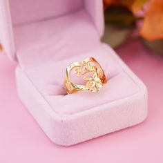 Gold Name Ring, Jewelry Hacks, Shape Names, Name Ring