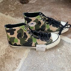 Brand New With Tags, Unworn Men’s Converse Chuck Taylors. Camo Print Size 9 Converse Shoes Men, Converse All Stars, Camo Colors, Converse All Star, Camo Print, Converse Chuck, Shoes Men, Green Brown, Converse Shoes