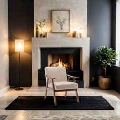 a living room filled with furniture and a fire place