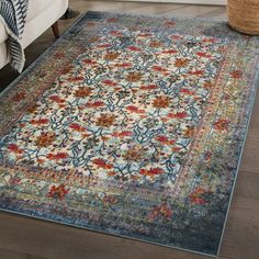 Luxe Weavers Non-Shedding Vintage Bohemian Floral Area Rug is easy to clean, stain-resistant, and safe for children and pets. A distressed effect and detailed floral patterns bring an old-world feel. Choose 5x7 blue rugs, with dark pink, cream, and yellow, to add a splash of color to your floors. 8x10 cream rugs are neutral with shades of yellow and pink to blend with current dcor. Bohemian blue rugs for living rooms and spacious bedrooms will enhance the style and comfort of your home. Its soft Floral Area Rug, Area Rug Blue, Blue Orange White, Target Rug, 5x7 Area Rug, Vintage Area Rug, Bohemian Floral, Floral Area Rugs, Bedroom Flooring