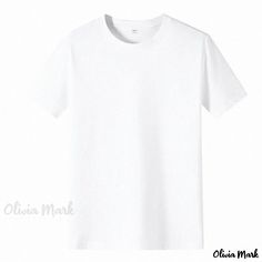 Olivia Mark - Monochrome Short-Sleeve Tee - Loose Fit Solid Color Round Neck Basic Shirt (Customizable) Loose Fit Blouse, Loose Fit Shirts, Paper Style, Vellum Paper, Basic Shirts, Japanese Paper, Home T Shirts, Three Quarter Sleeves, Quarter Sleeve