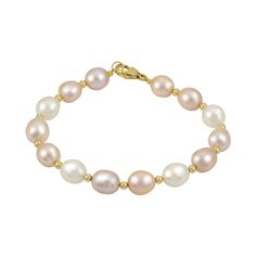 "Add an elegant accent to any attire with this beautiful PearLustre by Imperial cultured pearl bracelet. Add an elegant accent to any attire with this beautiful PearLustre by Imperial cultured pearl bracelet. Length: 7.5 in. Clasp: lobster-claw Finish: polished Packaging: boxed Metal: 14k gold-filled beads Additional details: hand-knotted on silk blend threadCULTURED PEARL DETAILS Type: freshwater Size: 9 mm - 10 mm Shape: oval Color: white, champagne, pink Gemstones may have been treated to enh White Beaded Bracelets With Oyster Style For Formal Occasions, White Beaded Oyster Bracelets For Formal Occasions, White Beaded Oyster Bracelet For Formal Occasions, Elegant Rose Gold Bracelet For Formal Occasions, Elegant Pink Gold Bracelet For Formal Occasions, Elegant Pink Gold Round Bracelet, Elegant High Luster Pearl Bracelet, Classic Gold Pearl Jubilee Bracelet, Formal Pearl Bracelets With Round Beads