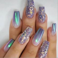 Nail Art Paillette, Nagellack Trends, Light Nails, Nail Design Inspiration, Green Nail, Pretty Nail Art Designs, Coffin Nails Long, Pretty Nail Art