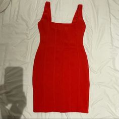 This Dress Has A Very Thick Material Which Helps To Enhance Your Beautiful Curves Brand New Never Worn With Tags 95% Polyester & 5% Spandex Mini Length Bodycon Dress By Forever 21, Red Sleeveless Fitted Bandage Dress, Red Fitted Sleeveless Bandage Dress, Red Elastane Bodycon Summer Dress, Red Elastane Bodycon Dress For Summer, Forever 21 Mini Length Bodycon Dress, Red Mini Length Elastane Bodycon Dress, Forever 21 Mini Bodycon Dress, Red Mini Length Bodycon Dress