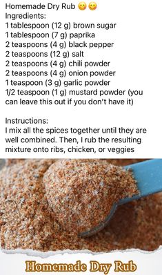 the ingredients for homemade dry rubs are shown in this recipe, with instructions to make them