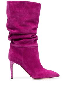 Paris Texas Slouchy Pointed Suede Boots - Farfetch Slouchy Leather Boots, Pointy Boots, Pink Stilettos, Womens Designer Boots, Leather Boots Heels, December 1st, Paris Texas, Slouched Boots, Fancy Party