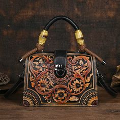 Vintage Floral Pattern Handbag – Vanity Glam Pattern Leather Bag, Fancy Purses, Handmade Handbag, Floral Interior, Leather Carving, Vintage Floral Pattern, Handbag Patterns, Handmade Handbags, Pretty Bags